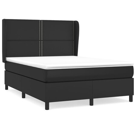 vidaXL Lit à sommier tapissier avec matelas Noir 140x190 cm Similicuir