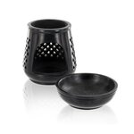 Diffuseur porte-encens en pierre noire + Mélange de Santal Blanc