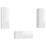 vidaXL Ensemble de meubles TV 3 Pièces Blanc brillant Aggloméré