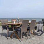 Table de jardin en teck 200 x 90 cm + 6 chaises