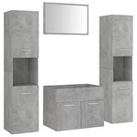 vidaXL Ensemble de meubles de salle de bain Gris béton Aggloméré