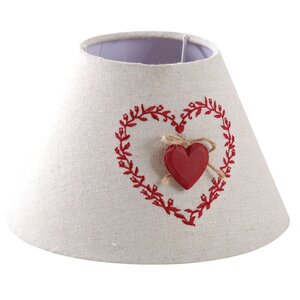 Abat-jour en coton et lin coeur rouge
