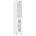 vidaXL Buffet haut Blanc brillant 34 5x34x180 cm Bois d'ingénierie