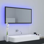 vidaXL Miroir à LED de salle de bain Gris 90x8 5x37 cm Acrylique