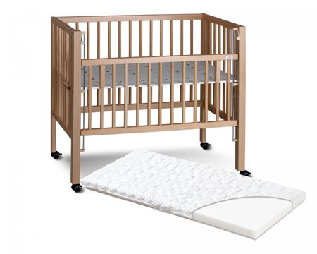 Lit Maxi Boxspring bois naturel avec matelas 90 x 50