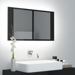 vidaXL Armoire à miroir de bain à LED Noir brillant Acrylique