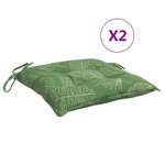 vidaXL Coussins de chaise 2 Pièces à motif de feuilles 40x40x7 cm tissu