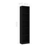 vidaXL Bibliothèque à 5 niveaux Noir 40x24x175 cm Aggloméré