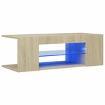 vidaXL Meuble TV avec lumières LED chêne sonoma 90x39x30 cm