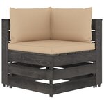 vidaXL Salon de jardin 5 Pièces avec coussins gris bois imprégné