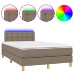 vidaXL Sommier tapissier avec matelas et LED Taupe 120x200 cm Tissu