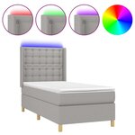 vidaXL Sommier tapissier matelas et LED Gris clair 100x200 cm Tissu