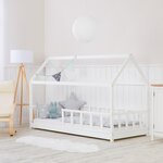 Lit D'Enfant 90x200 cm Lit Cabane Montessori avec Barriere