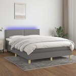 vidaXL Sommier tapissier et matelas et LED Gris foncé 140x190 cm Tissu