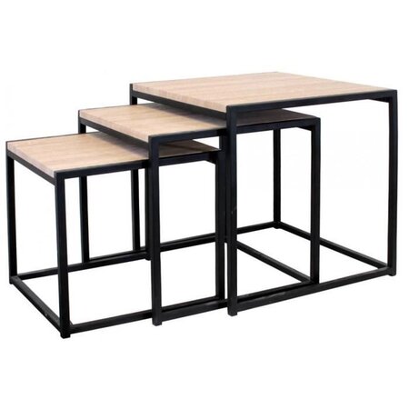 Table basse gigogne x3 - Bois et métal - L 45 x P 45 x H 45 cm