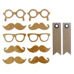 10 Stickers en liège moustache + 20 étiquettes kraft Fanion