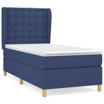 vidaXL Lit à sommier tapissier avec matelas Bleu 90x200 cm Tissu