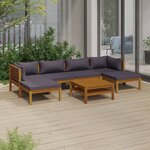 vidaXL Salon de jardin 7 Pièces avec coussin Bois d'acacia solide