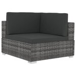 vidaXL Salon de jardin 3 Pièces avec coussins Résine tressée Gris
