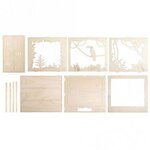 Kit bois cadre à motif3d toucan  fsc100  nature  24x24x6 5cm  11 parties  boîte 1kit