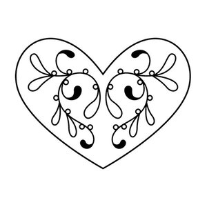 Tampon bois - Coeur à motifs floraux
