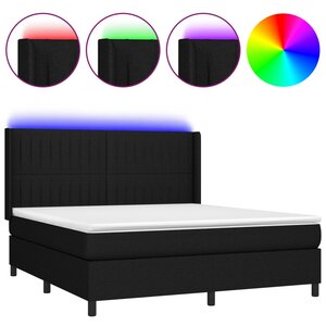 vidaXL Sommier tapissier avec matelas et LED Noir 180x200 cm Tissu