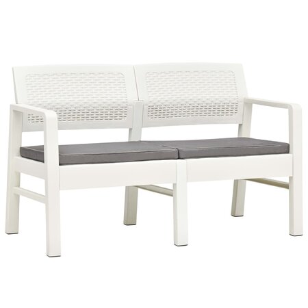 vidaXL Banc de jardin à 2 places et coussins 120 cm Plastique Blanc