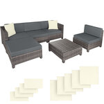 Tectake Salon bas de jardin AMY 5 places avec 2 sets de housses - gris