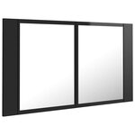vidaXL Armoire à miroir de bain à LED Noir brillant Acrylique