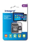 Carte mémoire Micro SD Integral UltimaPro A1 Spécial Tablettes/Smartphones 32 Go + adaptateur SD