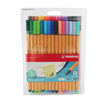 Pochette de 30 crayons feutre stabilo point 88 - pointe fine