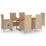vidaXL Ensemble de salle à manger de jardin 7 Pièces Résine tressée Beige