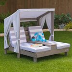 Kidkraft chaise longue double avec porte-gobelets pour enfants gris