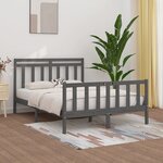 vidaXL Cadre de lit Gris Bois de pin massif 150x200 cm Très grand