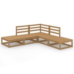 vidaXL Salon de jardin 5 Pièces Marron miel Bois de pin massif