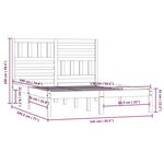 vidaXL Cadre de lit Gris Bois de pin massif 135x190 cm Double