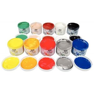 Lot de 10 pots de 225 ml de gouache aux doigts pebeo tactil'color couleurs assorties