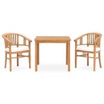 vidaXL Ensemble de salle à manger de jardin 3 Pièces avec coussins Teck