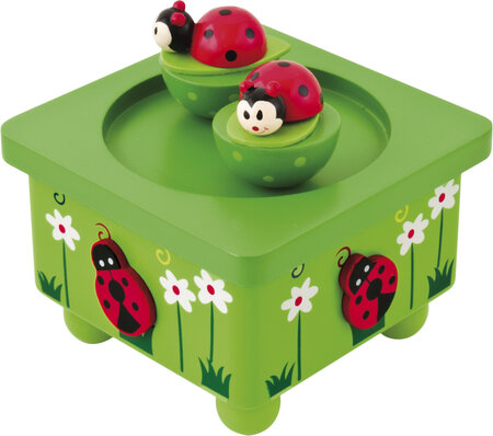 Boite à musique en bois Coccinelles feuilles - Ulysse