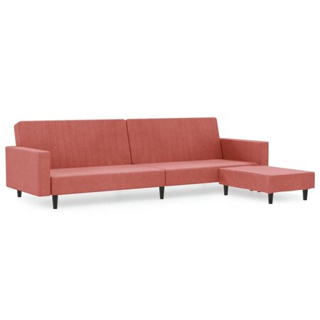 vidaXL Canapé-lit à 2 places avec repose-pied Rose Velours