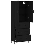 vidaXL Buffet haut Noir 69 5x34x180 cm Bois d'ingénierie