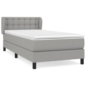 vidaXL Lit à sommier tapissier et matelas Gris clair 90x190 cm Tissu