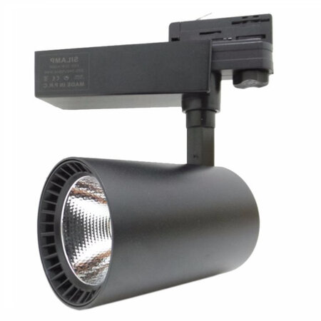 Spot led sur rail 30w cob 80° triphasé noir - blanc froid 6000k - 8000k - silamp