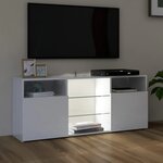 vidaXL Meuble TV avec lumières LED blanc brillant 120x30x50 cm