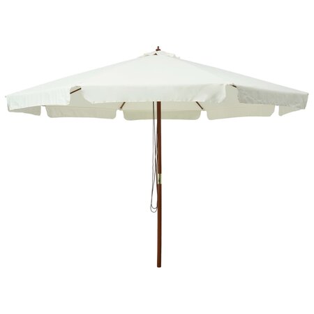 vidaXL Parasol avec mât en bois 330 cm Blanc sable