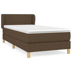 vidaXL Lit à sommier tapissier avec matelas Marron foncé 90x200 cm