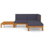 vidaXL Salon de jardin 4 Pièces avec coussins Bois d'acacia solide