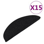 vidaXL Tapis d'escalier autocollants 15 Pièces 56x17x3 cm Noir