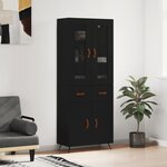 vidaXL Buffet haut Noir 69 5x34x180 cm Bois d'ingénierie