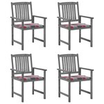 vidaXL Chaises de jardin avec coussins 4 Pièces Gris Bois d'acacia massif